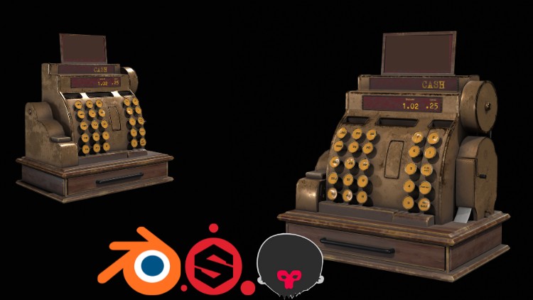 Blender Substance Painter Creating a Cash Register 2025 By Rai Haider