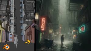 Udemy Dark Alley Full Blender Cinematic Workflow 300 assets